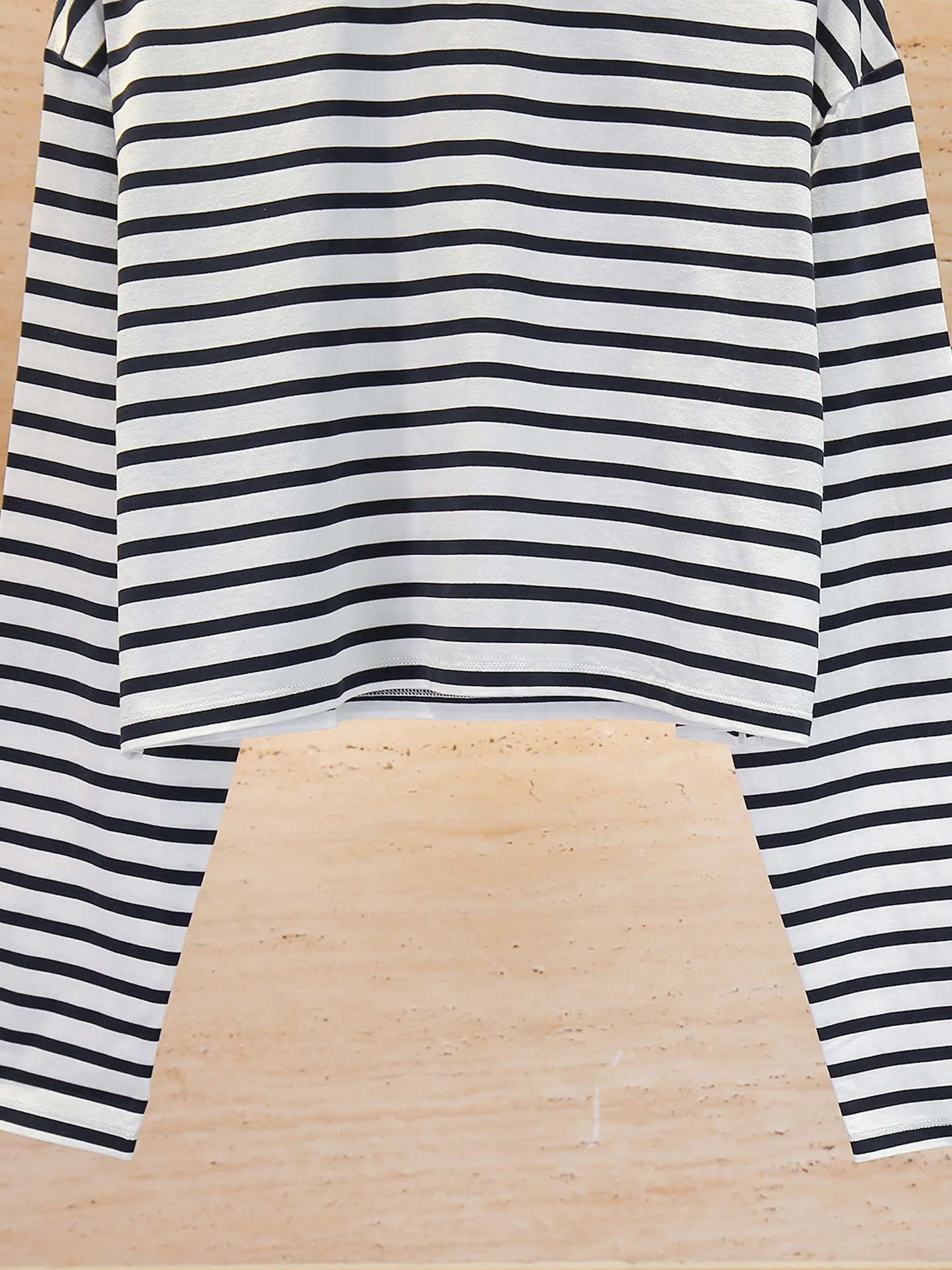 

M Home Nan You High End Women's Casual Long Sve T-irt Diamond Embedded Striped Top for Autumn Faion Ele Simple