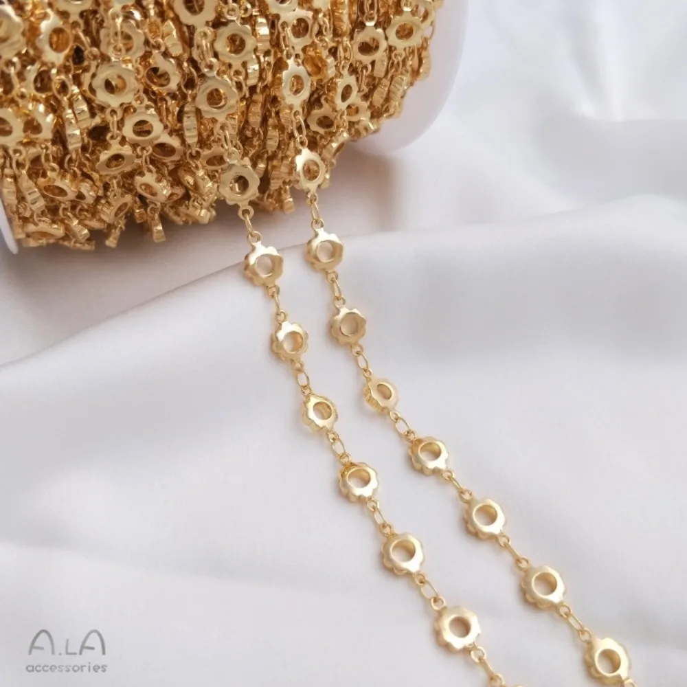 

14-каратное золотого цвета, корейская цепочка ручной работы из чистой меди, в форме цветка, персиковая цепочка в форме сердца, Doudou, свободная цепочка, сделай сам, ювелирный материал