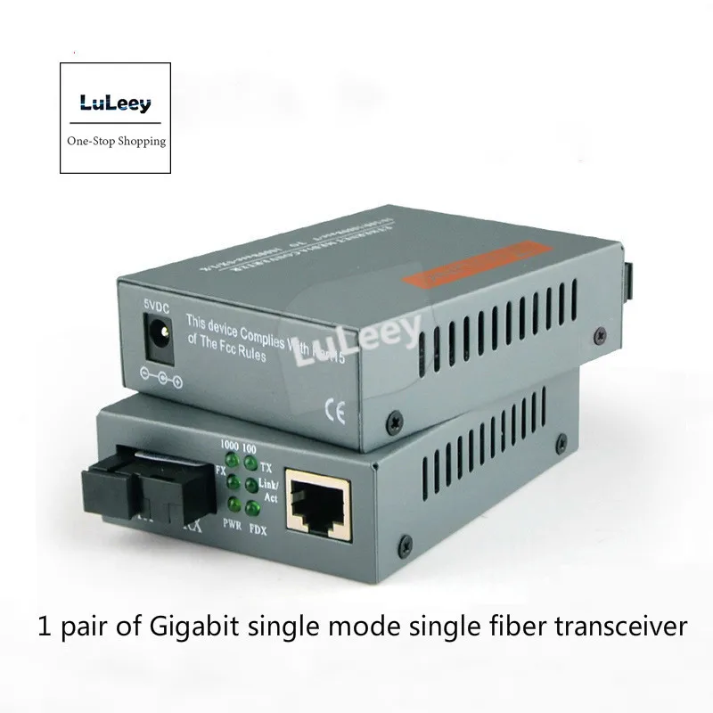 

1 Pair Single Mode Gigabit Fiber Optic Transceiver Single-Fiber SC 5km Photole Ctric Transducer Communication Equipment