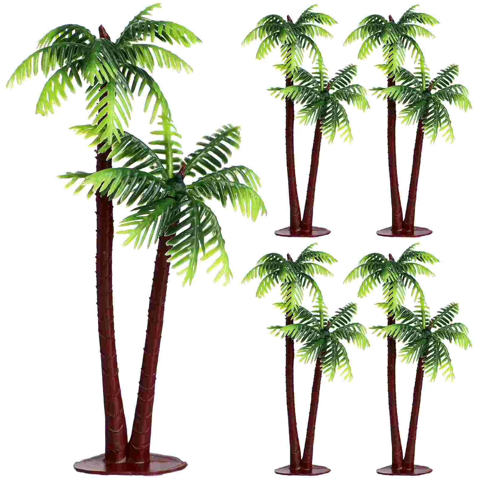 5 uds. De decoración de palmera pequeña, accesorios de playa en miniatura, planta, modelo de coco, árboles artificiales