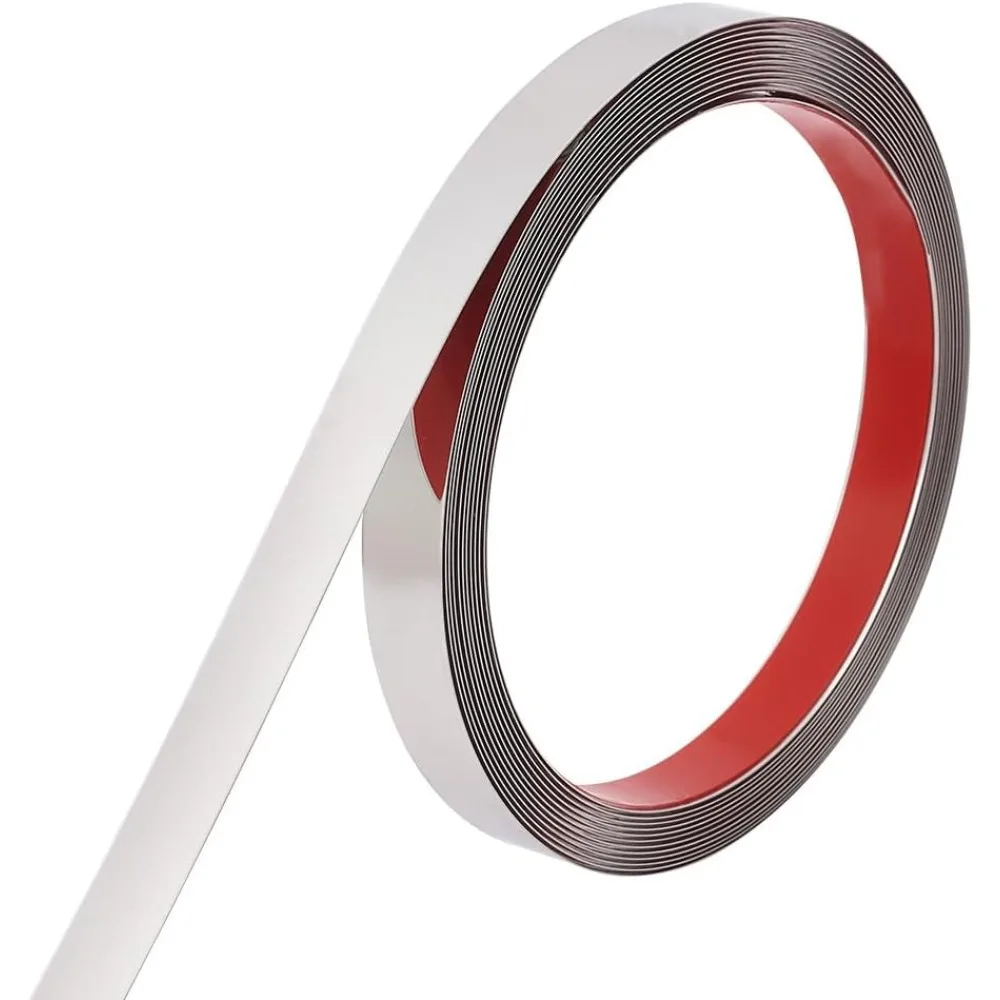 

16.4 Feet Self-Adhesive Metal Trim 0.6 Inch Wide Wall Trim Molding 0.8mm Thick Stainless Steel Peel & Stick Flexible Stainless