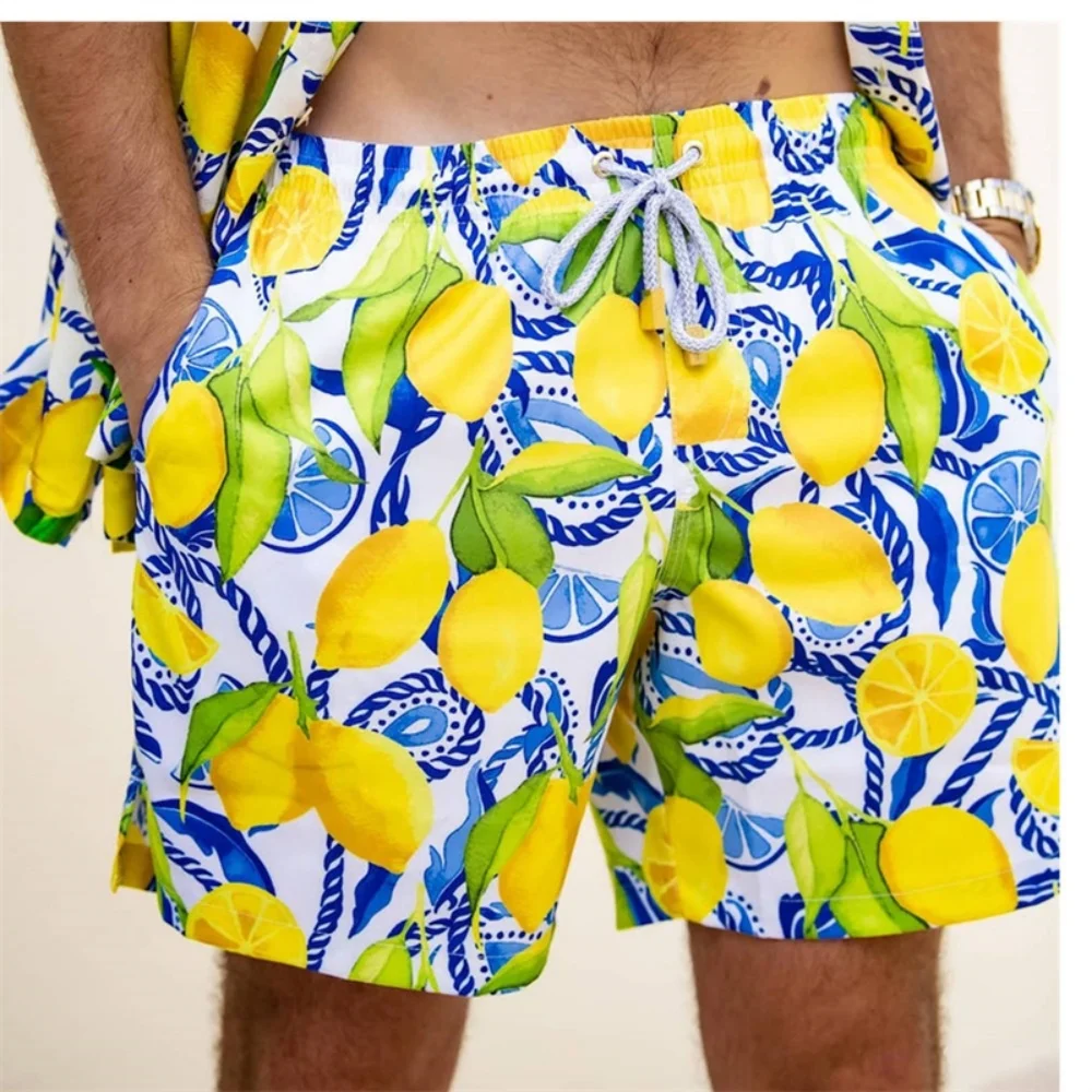 

Flamingo 3D Print Beach Short For Men Clothing Summer Popular Street Casual Stripe Plaid Board Shorts Fashion Funny Swim Trunks