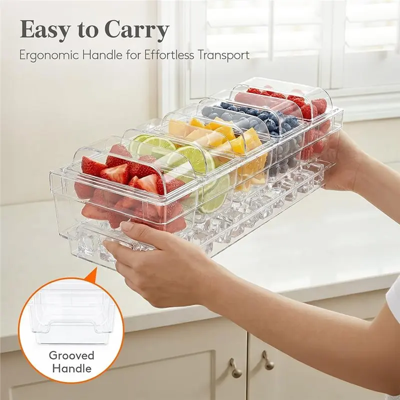 BAAR-For Party For Bar Supplies Chilled Condiment Containers, Tacos For Bar Serving Set Ice Garnish Tray Clear Serving Platter