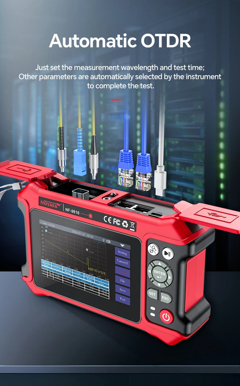 NOYAFA Mini OTDR 1550nm 26dB Optischer Reflektor Aktiver Glasfaser-Live-Tester Optisches Reflektometer OPM VFL OLS IOLA – Detail 7