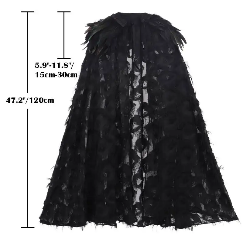 WENAM AUF LAGER Damen-Umhang mit Federkragen, Gothic-Vampir-Hexe-Umhang, Halloween-Federschal mit elegantem Gothic-Stil, neu