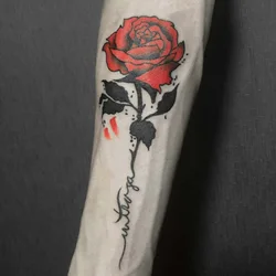 Red Flower Tattoo Sticker Waterproof Men and Women Temporary Tattoo