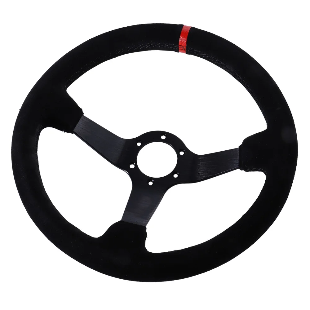 350mm/14Inch Sport Steering Wheel Suede Leather Drift Racing Game Steering Wheel Universal Deep 90mm PCD=70mm