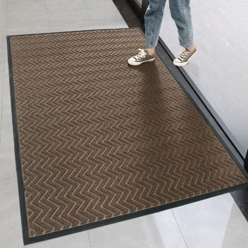 Entrance Door Mat Non-Slip Striped Balcony Floor Mat Bedroom Living Room Rug Floor Mat Dark Gray Brown Door Mat Home Decor