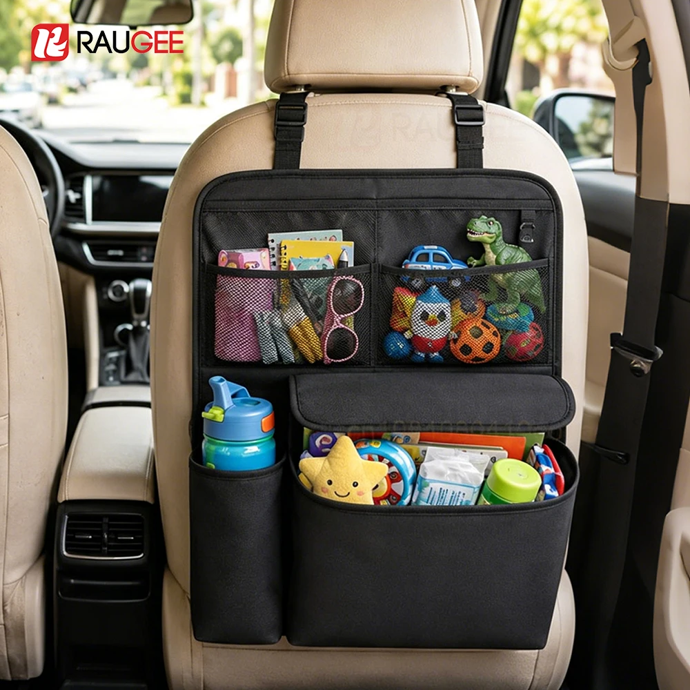 Bolsa de Armazenamento para Banco de Carro, Organizador Multifuncional de Couro para o Banco Traseiro, Bolsa de Armazenamento Resistente ao Uso com Suporte para Copos