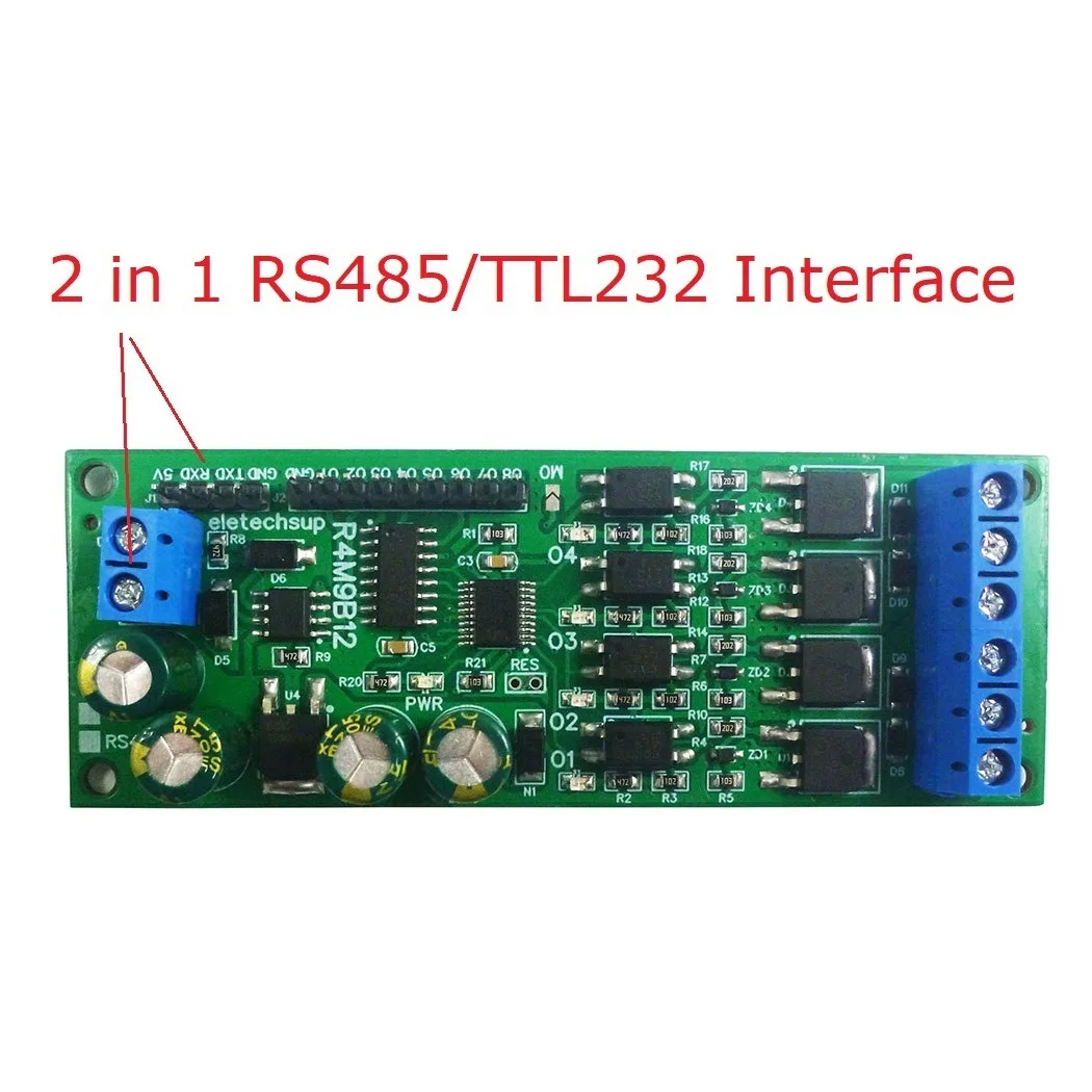 DC 12/24V RS485/TTL232 Multifunction Solid State Relay Module 4CH MOS Transistor 8CH TTL Level Ouput Board Modbus RTU AT Command