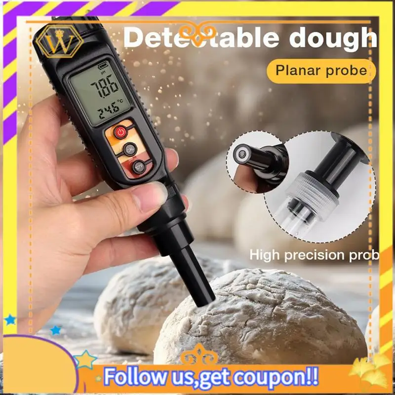 

Latest-Digital PH Tester For Food, 0.00-14.00 PH Range, Flat Probe - Accurate Measurement For Fruit, Meat, Vegetables, Dough, Mi