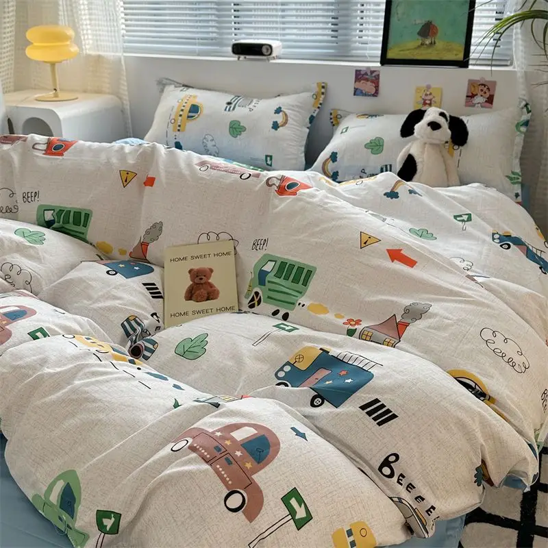 Juego de funda nórdica Cool Cars con cremallera, sábanas y fundas de almohada Kawaii para niños y niñas, sin relleno, tamaño doble, juego de cama lindo