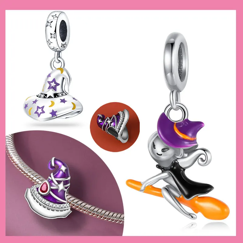 

Стерлингового Серебра 925 пробы, фиолетовые светящиеся подвесные бусины на Хэллоуин, подходят для оригинального браслета для женщин, ювелирные изделия на день Святого Валентина, подарки