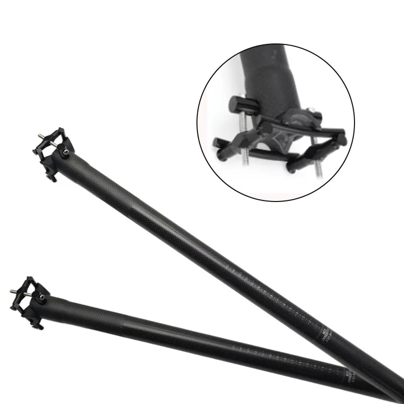AliExpress NONE Ultralight Carbon Fiber Seatpost 22.2-34.9mm Matte Black Folding Bike Seat Tube 400-600mm Length Bicycle Accessory