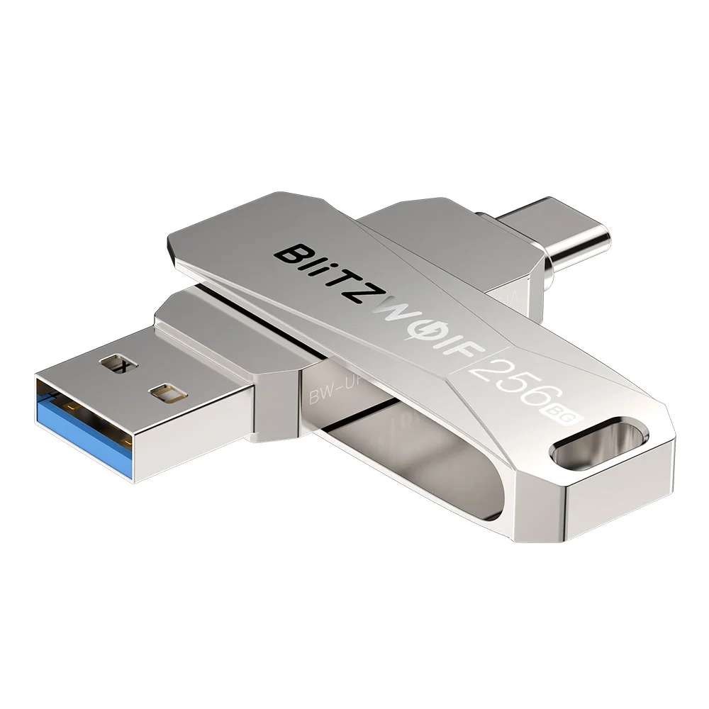 BlitzWolf BW-UPC2 256GB USB Disk 2 in 1 Type-C USB3.0 Flash Drive Ultra-fast Transmission 360° Rotation Zinc Alloy 256GB