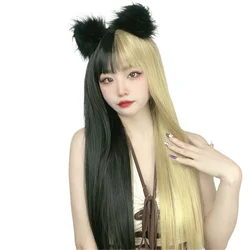 K-12 Cry Baby Cosplay Wig Long Staight Wig Role Play Angelita Cosplay Wigs Black Yellow Hair Halloween Role Play Costumes Props