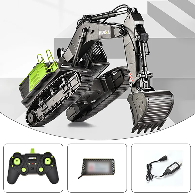 HUINA 1593 1/14 RC Excavator Toy 28CH 2.4G Remote Control Construction Vehicle with Light Sound Gift for Kids TH18066