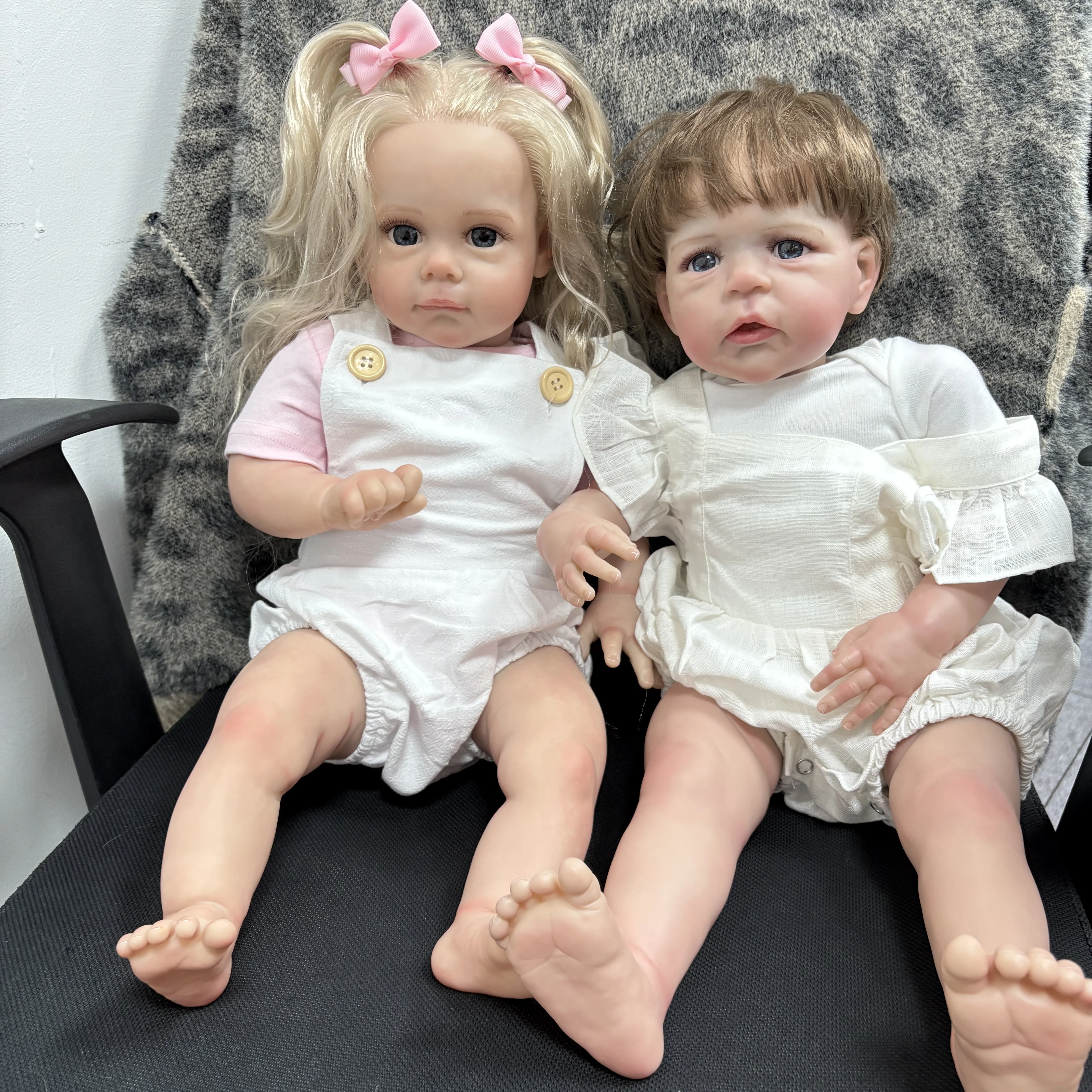 NPK 24''Handgemaakte Collectible Art Doll Genesis Paint 3D Zichtbare Aderen Reborn Baby Maggie en Sandie Levensechte Soft Touch Bebe Gift
