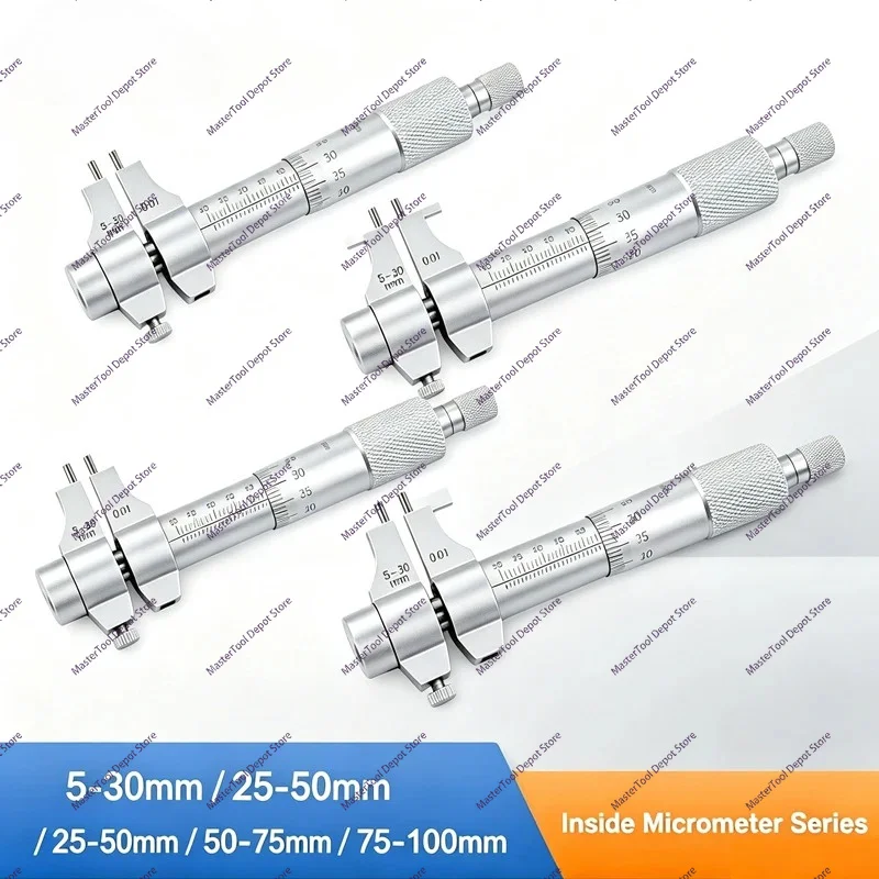 XIBEI Precision Inside Micrometer Gauge 5-30mm 25-50mm 50-75mm 75-100mm - Internal Dimension Measurement Tool