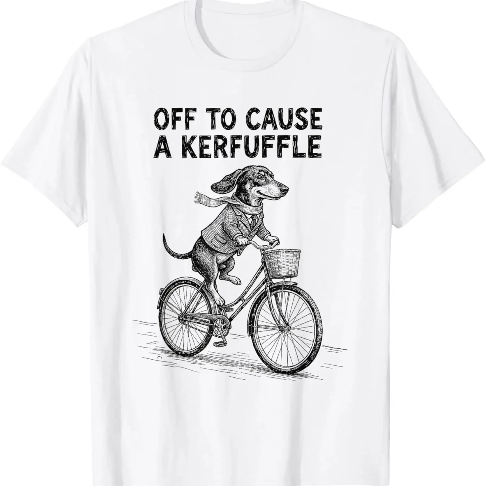 Off to Cause A Kerfuffle Dachshund Cute T Shirt unisex vintage Washed Casual Slightly streetwear graphic homme Comfortable