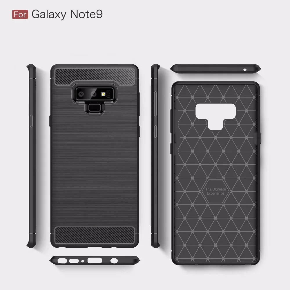 Do Samsung galaxy Note 9 etui z silikonu z włókna węglowego, odporna na wstrząsy, pełna osłona, miękka torba TPU do Samsung Note9