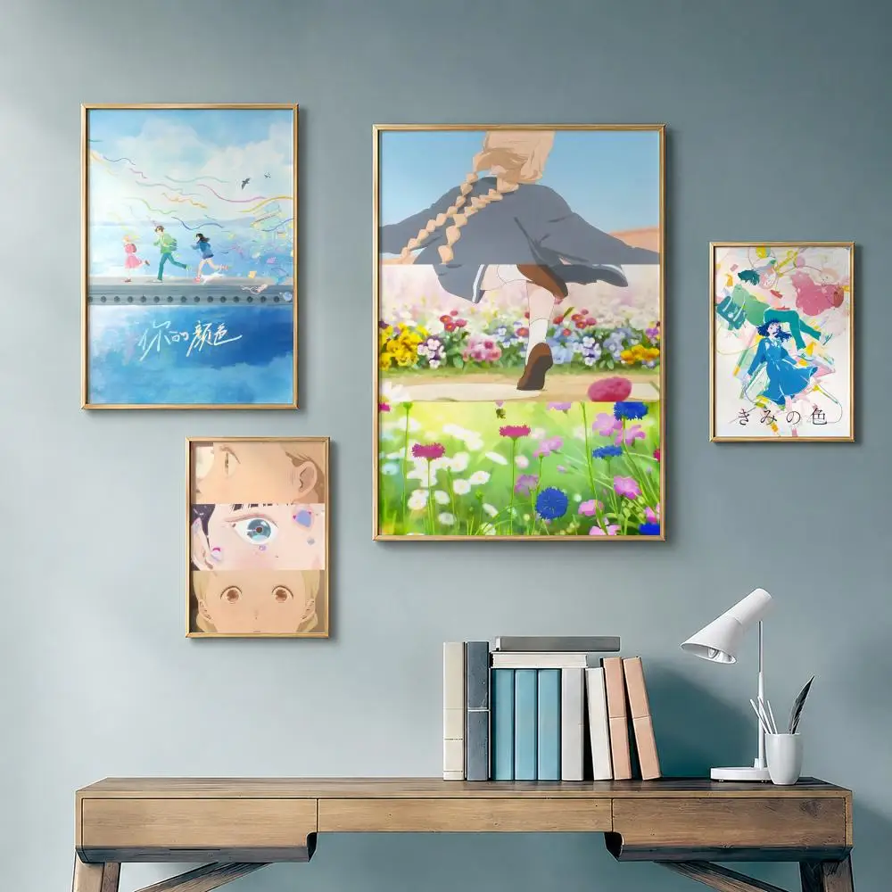 Anime Movie T-The Colors WithinS Poster Vintage Retro Anime Poster Stickers Peel and Stick Wall Art Home Decor