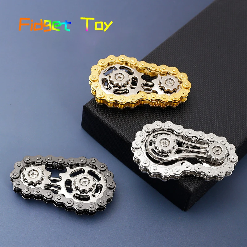 Kettenräder Schwungrad Fingertip Gyro Fidget Spinner Antistress Angst Metall Fahrradketten EDC Spinner Fidget Spielzeug für Erwachsene Kinder