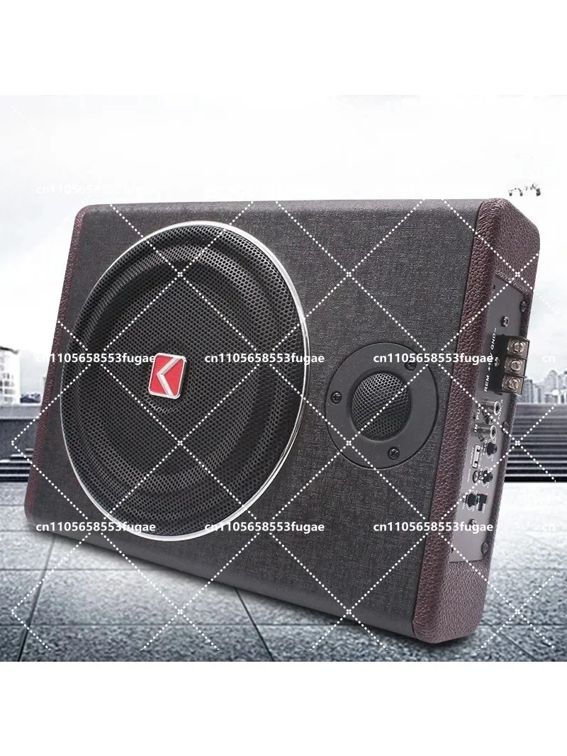 

8" 600W Wood Texture Active Subwoofer Under-Seat Slim Car Audio Bass Speaker 12V DC Powered Low Frequency Woofer