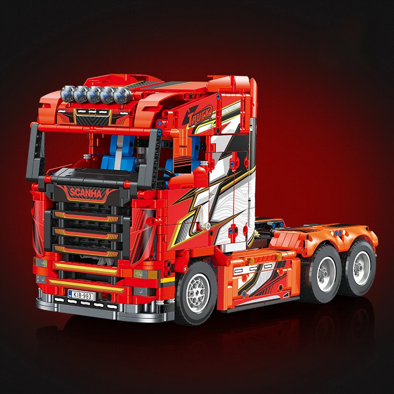 

JJ9070 large container truck heavy truck head difficult building blocks assembly toy model children DIY toy birthday gift