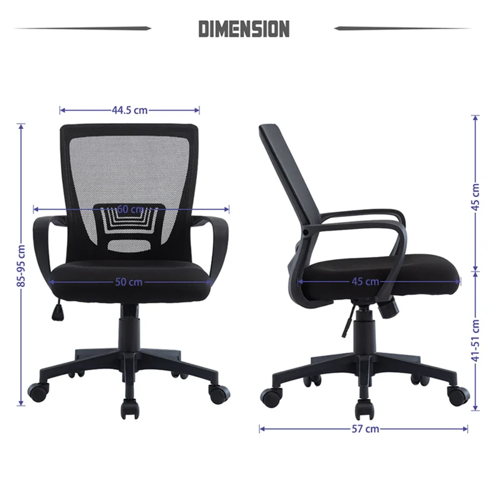 Office Chair Adjustable Mid Back Mesh Swivel Office Chair Armrests Available Black/Dark Gray/Gray And Other Colors كرسي قيمنق