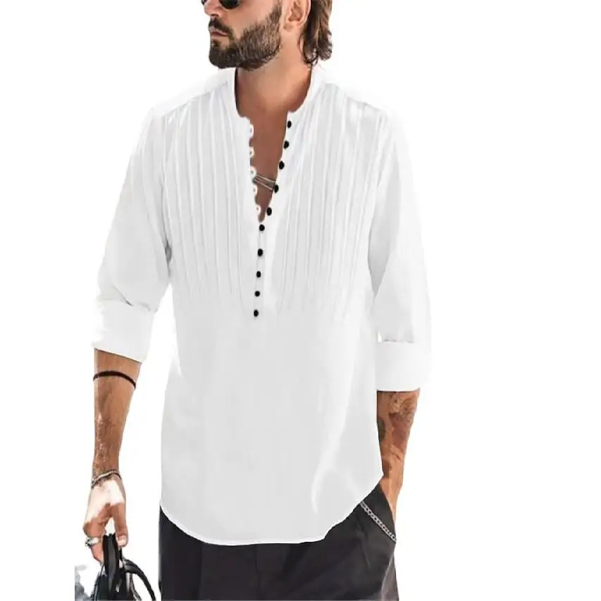 

Men's Casual Long Sve irt Color Pure Slim Fit Polyester Fiber round Ne Versatile Seasonal Faion Urban Sle Breathable
