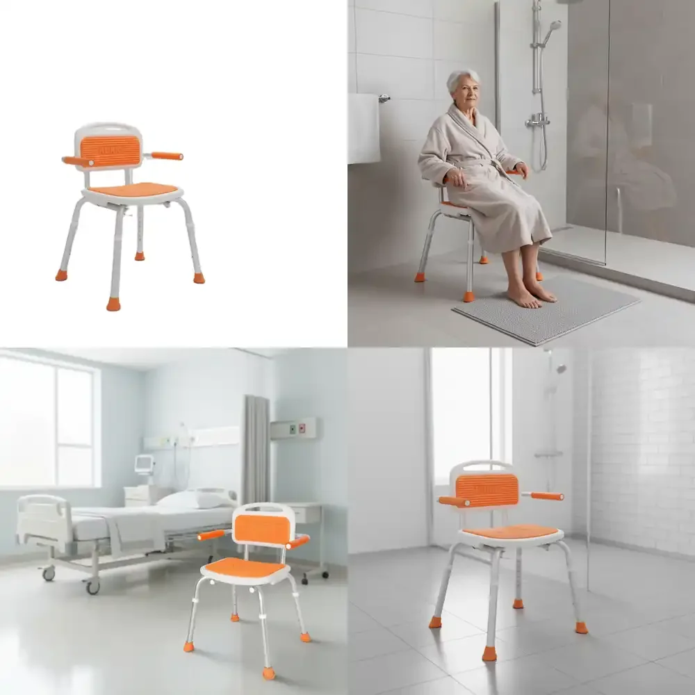 

RAFU RF3002C Shower Chair for Elderly Disabled Adults Heavy U Shaped Seat with Armrests Wide Waterproof Bath Seat for