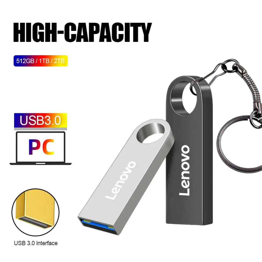 Lenovo 3.0 USB Flash Drive Metal High-Speed Pen Drive 2TB 1TB 512GB Waterproof Type-C Usb PenDrive For Computer Storage Devices