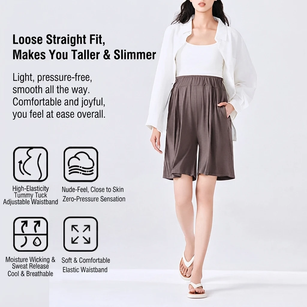Maternity Shorts Summer Thin Loose High Waist Viscose Casual Versatile Comfortable Pants for Pregnant Women