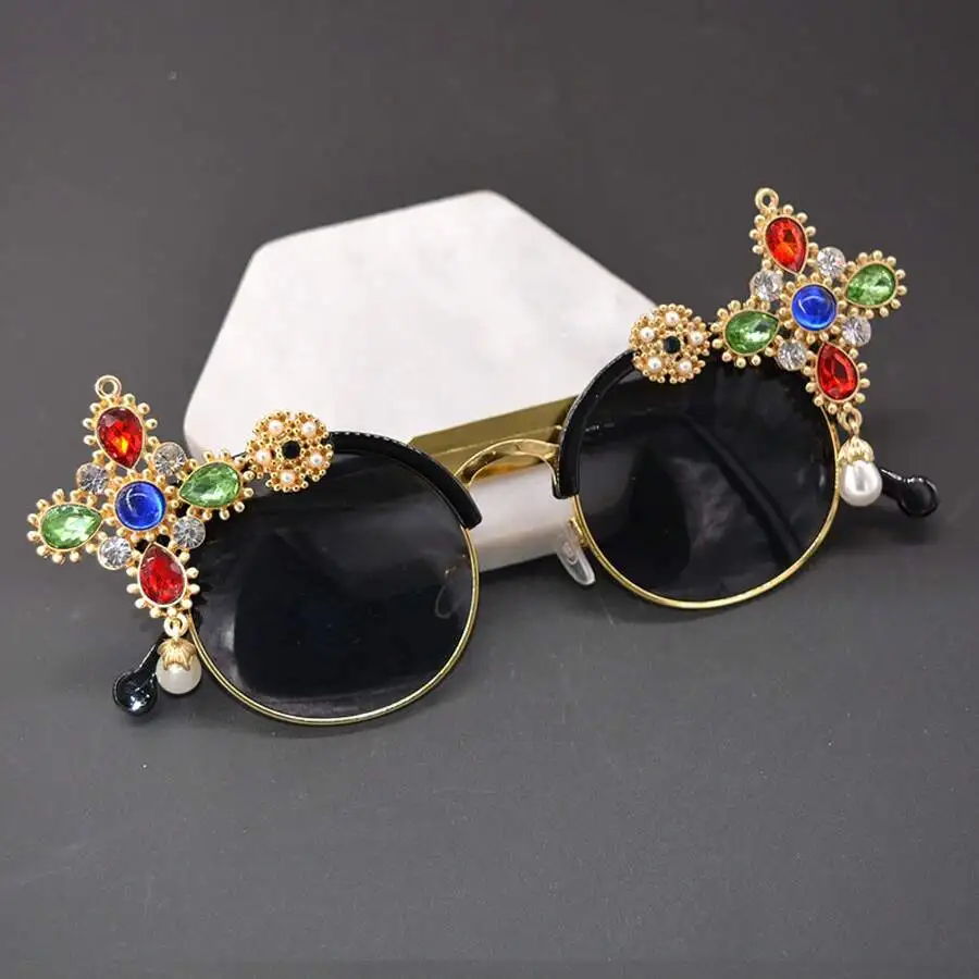 Rhinestone Embellished  For Women With Round Faces, Elegant  For Long Faces, Beach Photography, And Beach Glasses For Tourists