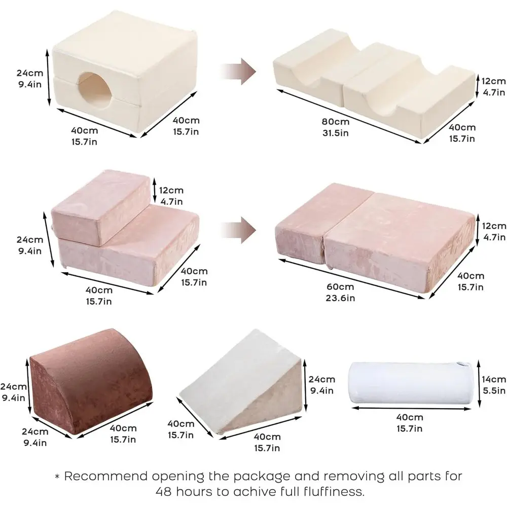 ชุดบล็อกโฟมปีนป่ายสำหรับเด็กเล็ก 5 ชิ้น พร้อมทรงกระบอก ยิมเล่นในร่มแบบพับได้สำหรับการคลานและการเล่นแบบแอคทีฟ (สีน้ำเงิน, สีเทา)