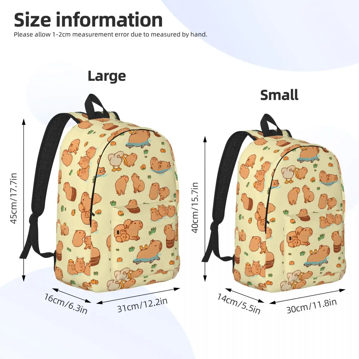 Capibara schattig patroon rugzak jongen patroon rugzakken polyester streetwear middelbare schooltassen camping hoge kwaliteit rugzak