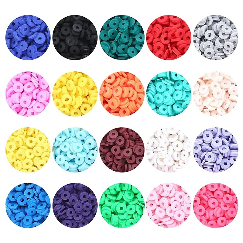 20g/bag Flat Round Polymer Clay Beads Handmade Disk Loose Spacer Beads for Jewelry Making DIY Bracelet Necklace Heishi Beads