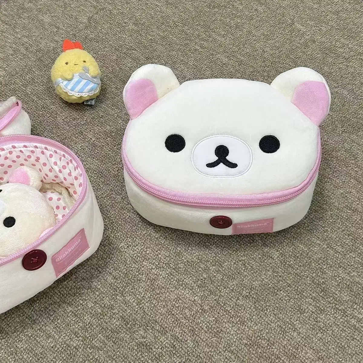 Rilakkuma Korilakkuma Plush Makeup Bag Box Storage Organizer Cartoon Bear Kawaii Cute Travel Cosmetic Bag Pouch Toiletries Bag