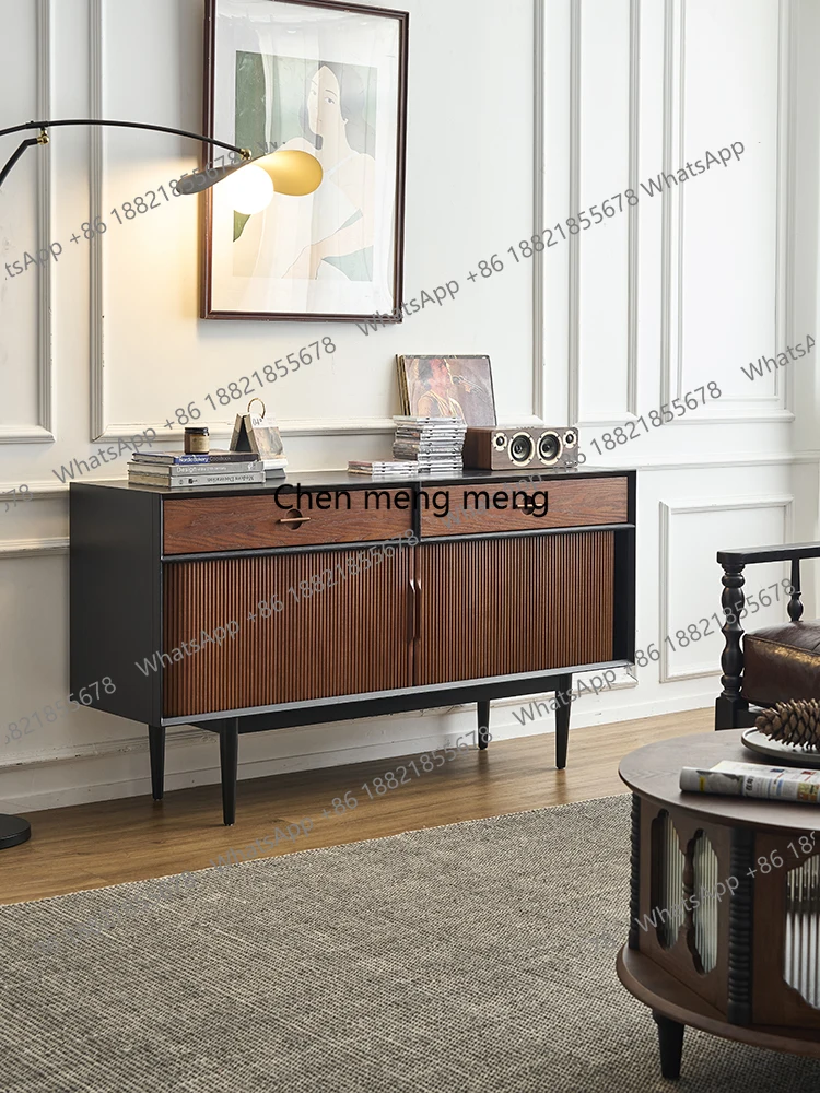 

French retro solid wood dining side cabinet, small apartment household wall floor cabinet, advanced storage cabinet