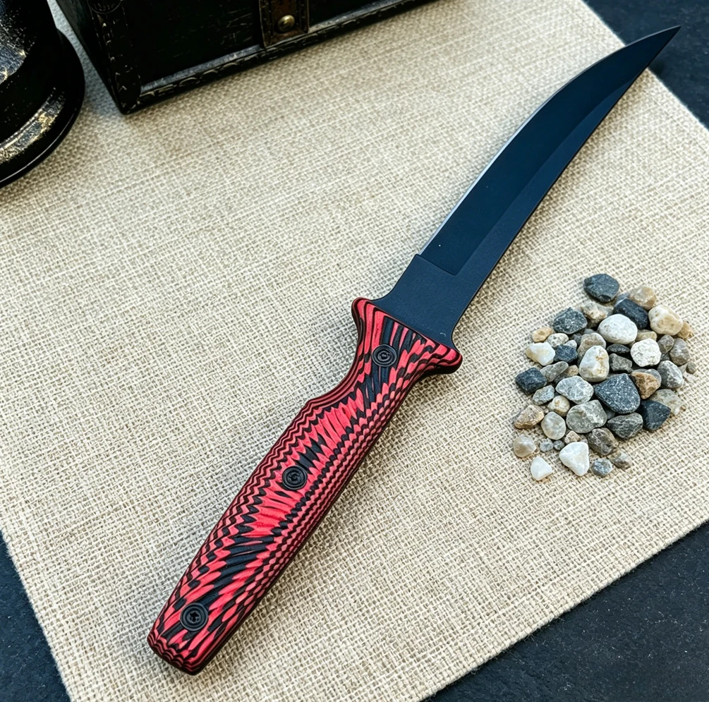 rs-固定刃サバイバルナイフ、8cr13mov-スチール-g10-ノンスリップハンドル、ポータブルアウトドアキャンプハイキングツール