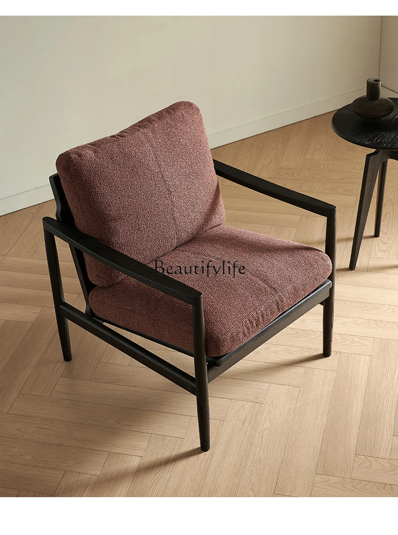 

Single chair Household Italian minimalist solid wood back leisure chair