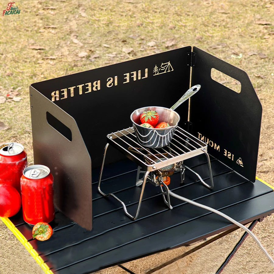 

Folding Gas Stove Windshield - Camping Stove Windshield for Outdoor,Picnic,Backpacking and Cooking Black,Camping Cookware