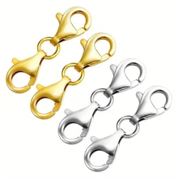 4pcs Double Lobster Clasp 14K Gold Plated  Necklace Clasp Classic Double End Design Necklace Clasps and Closures