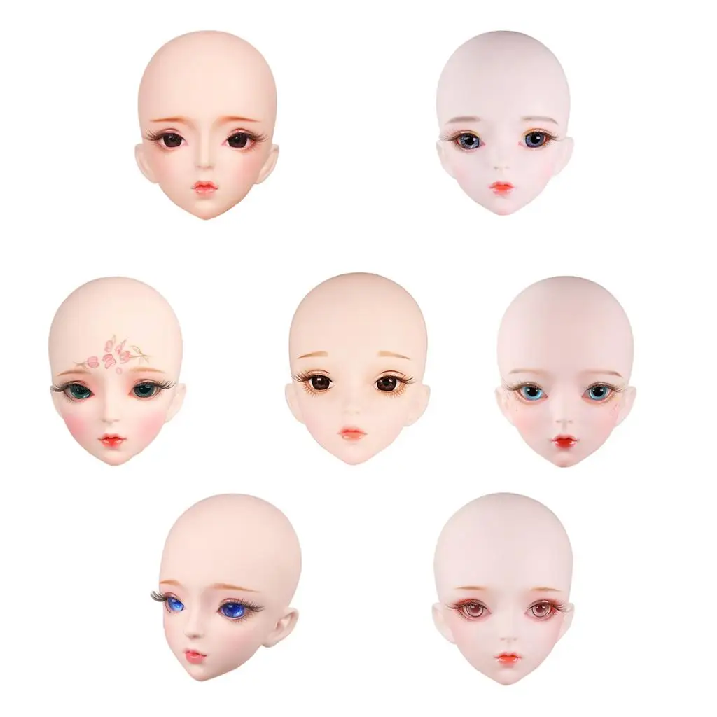 

BJD Doll Head Replacement Vinyl Material Girl Ball Jointed Doll Part Removable Eyes DIY Accessories for