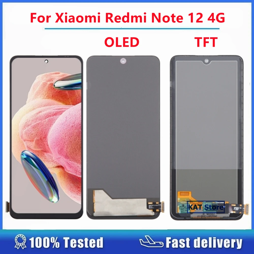 

OLED/TFT для Xiaomi Redmi Note 12 4G ЖК-дисплей с сенсорным экраном и дигитайзером, полная замена в сборе