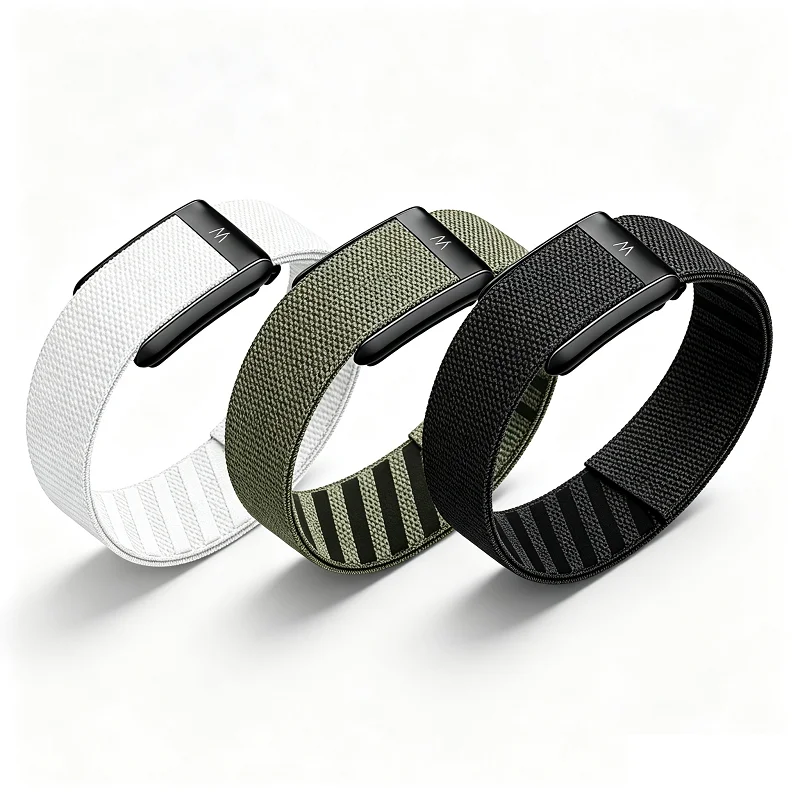 Applicable to Whoop 5.0 Long Arm Band Nylon Woven MG Elastic Bicep Wrap Black Metal Frame with Letter W