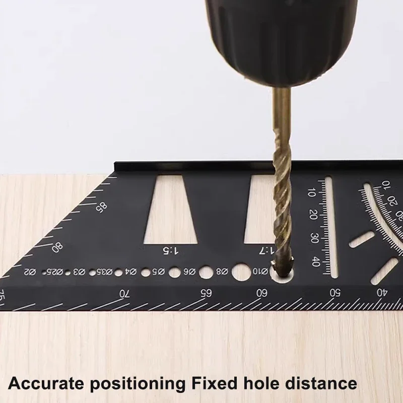 

Multifunctional Carpenter Angle Ruler 3D Miter Measuring Tool Perforated Positioning Ruler 45 90 Degree Lines