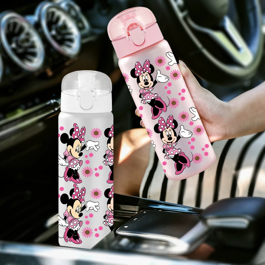 1Pc Disney Minnie Mouse/bloempatroon/patroon 26oz Plastic Waterfles Sportbeker Als Verjaardag/back-to-school Gift