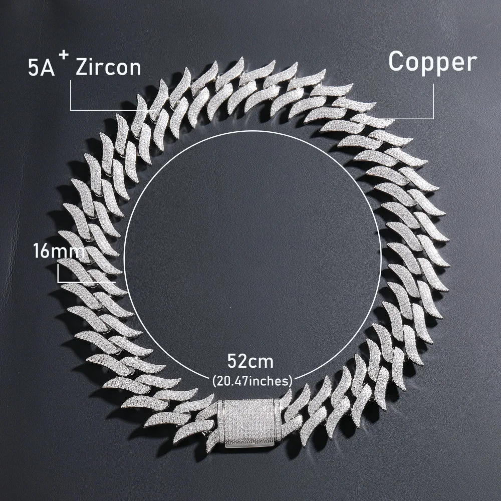 Thorny Cuban Chain Iced Out Sparkling Cubic Zirconia Hiphop Fashion Necklace Jewelry Choker Trendy Link Exquisite Party Jewelry